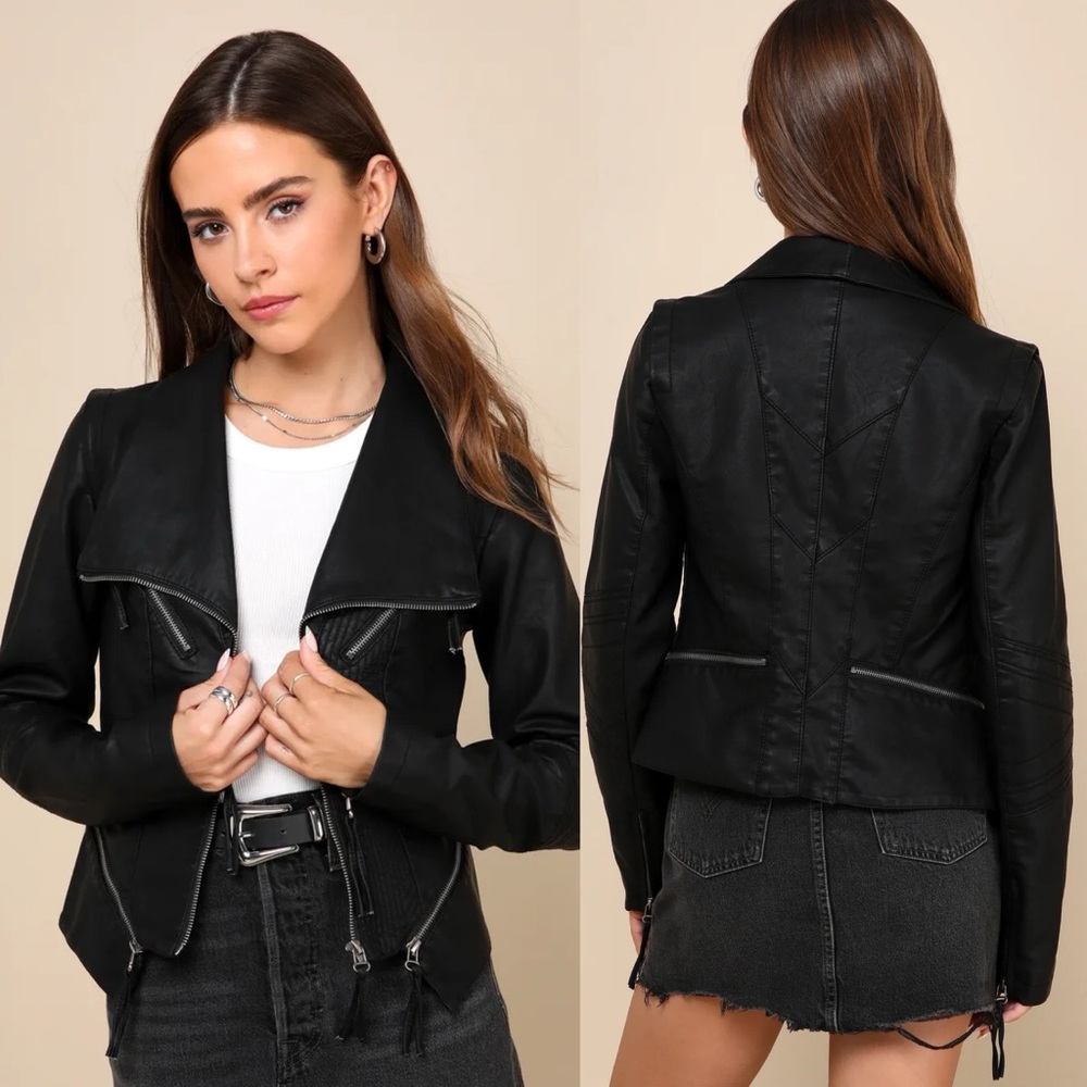 Lulus | Up on a Tuesday Black Vegan Leather Jacket